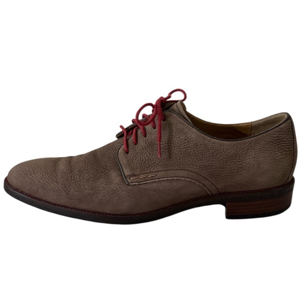 Cole Haan Grand.OS Mens 9.5 M Taupe Brown Pebble Leather Red Lace Derby Shoes